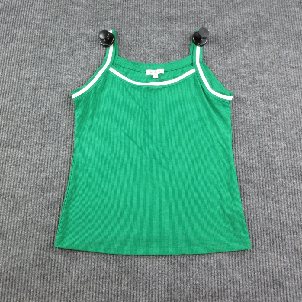 Nine Britton Tank Womens M Green Ringer Strappy Square Neck Rayon Spandex NWT